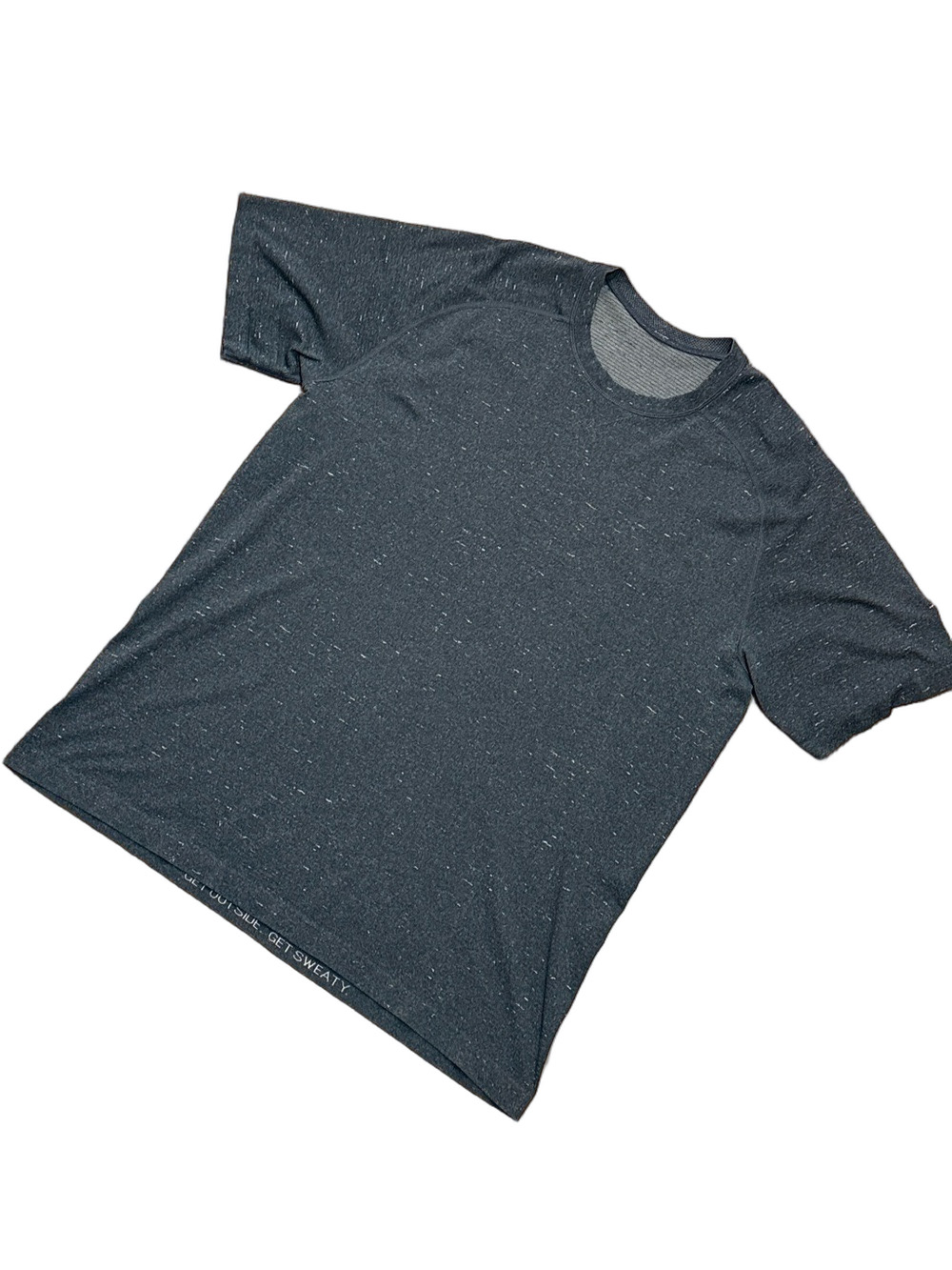 Lululemon Blue Speckled Short Sleeve Crew Neck Athletic Top Shirt Men's Size XL